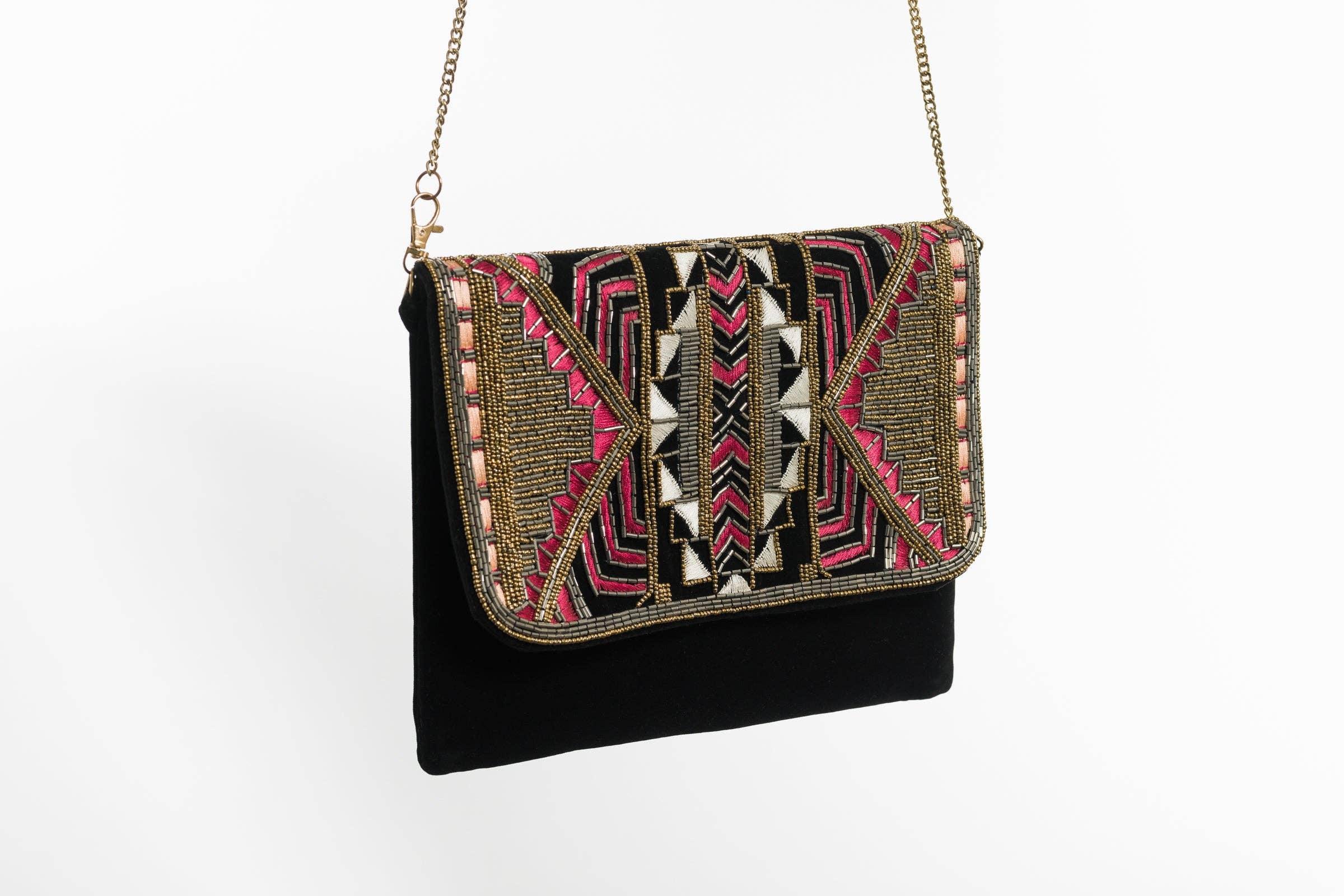 Habillez Moi – Engroshandel Clutch - Dame – Modulær taske Aari i rød, sort og guld - på lager1