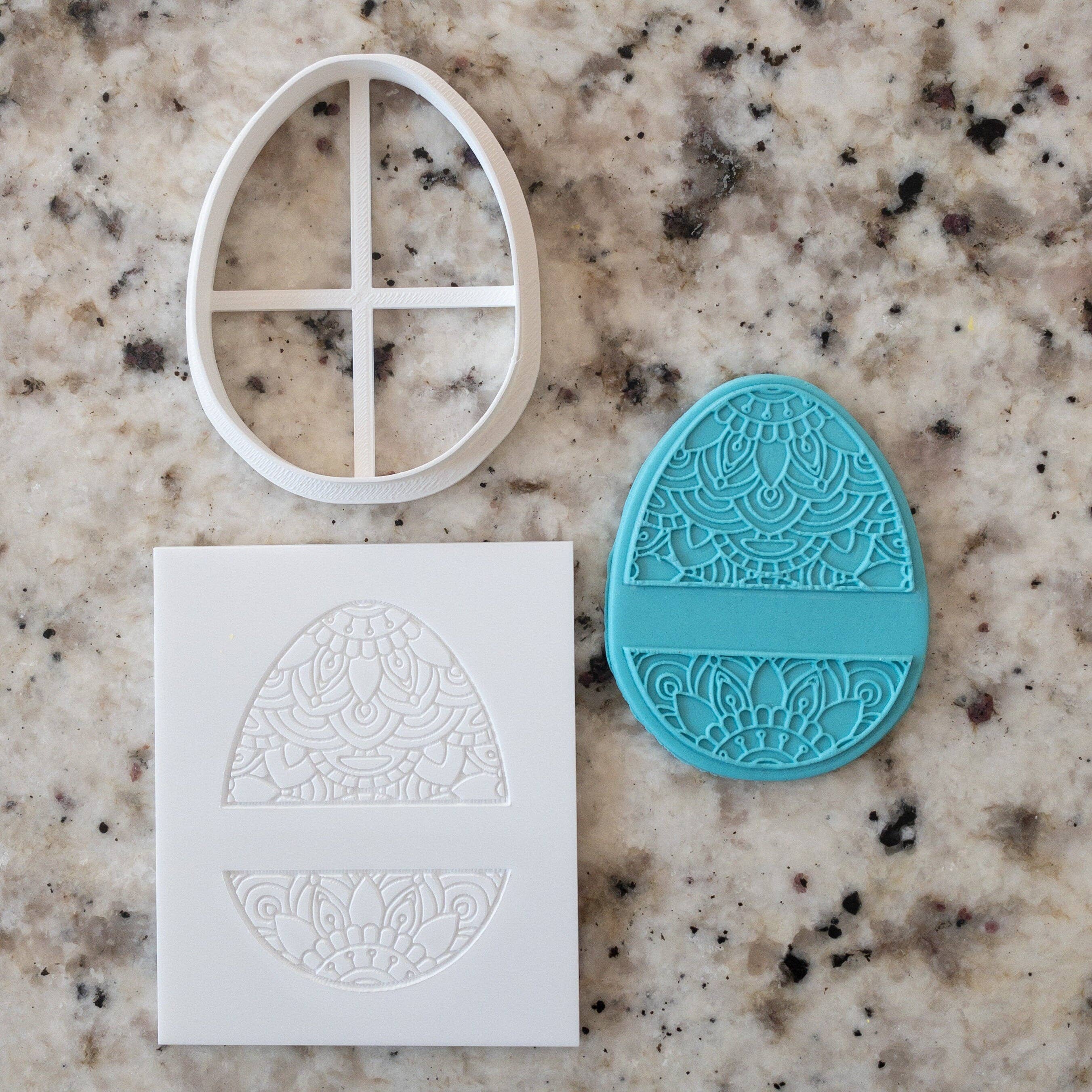 Cut Bake Stamp - Wholesale Biscuit cutter - Decorative Split Easter Egg 2 Biscuit Cookie POPup Embosser Stamp & Cutter  Easter2