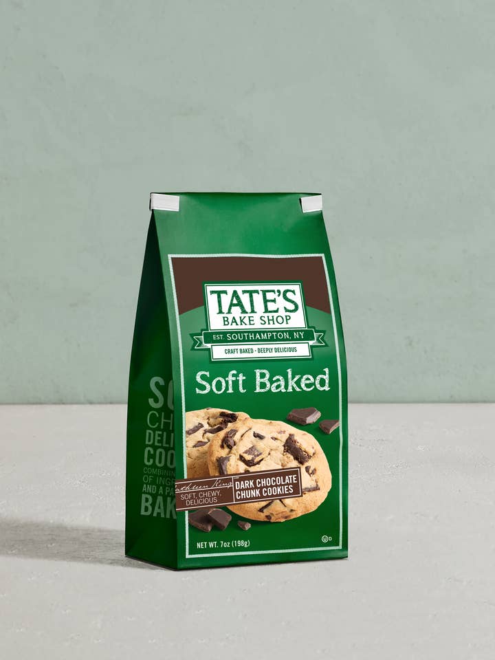 Soft Baked Dark Chocolate Chunk Cookies | 8oz | 12 Count for wholesale by Tate's Bake Shop