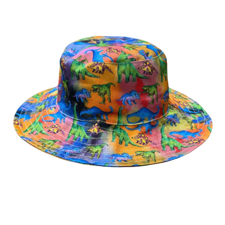 Rainbow-saurus Beach Hat for wholesale by Cheeky Chickadee