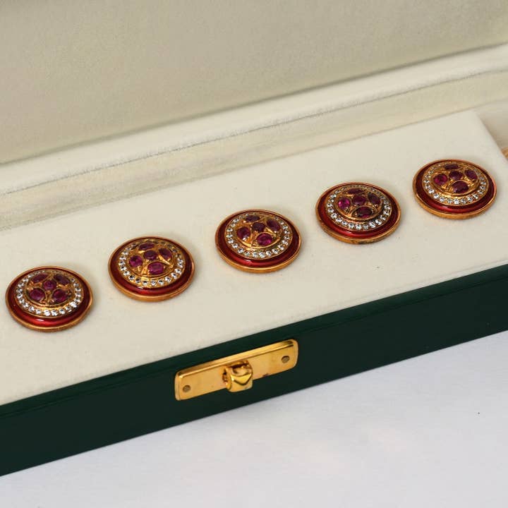 Royal Ruby Bandhgala Buttons for wholesale by House of Badnore