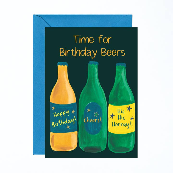 Tarjeta Time For Birthday Beers para venta al por mayor de Charlotte Farr Illustrations