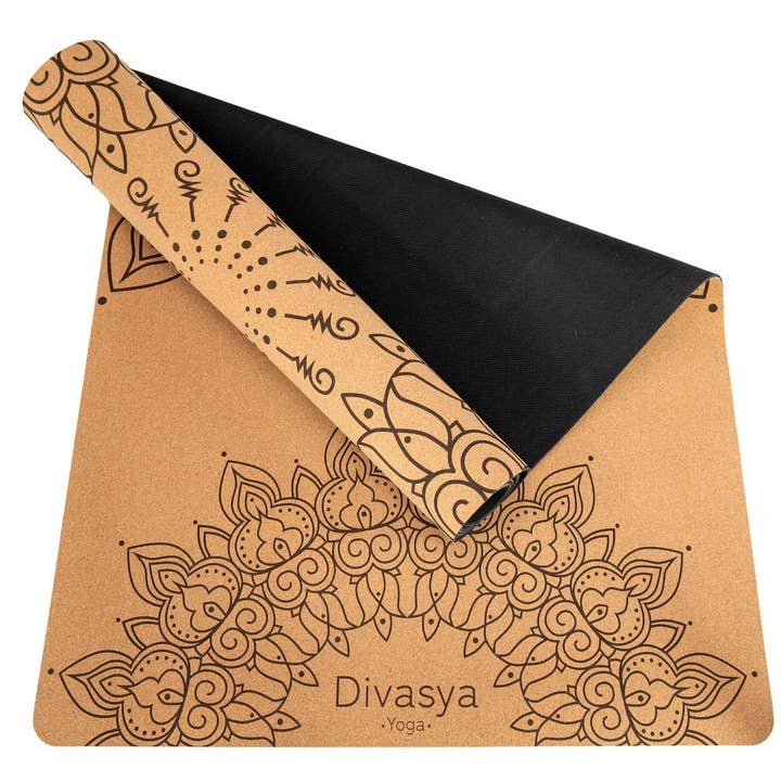 Divasya - Wholesale Yoga Mat - Cork & Natural Rubber Yoga Mat | 183 x 66 x 0.4cm | in 6 Yoga Designs | with Carrying Strap11