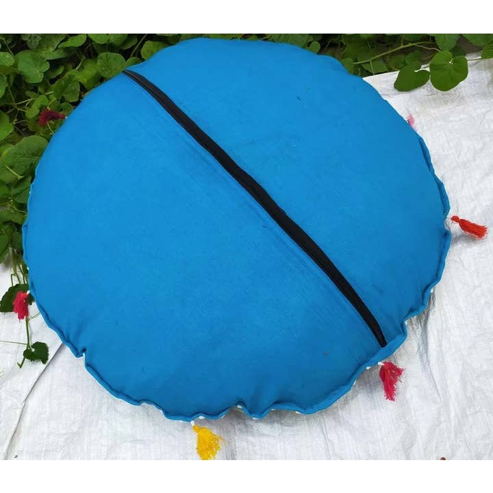 Turquoise Indian Handmade Round Meditation Pillow Boho Floor Cushions for wholesale on Faire3
