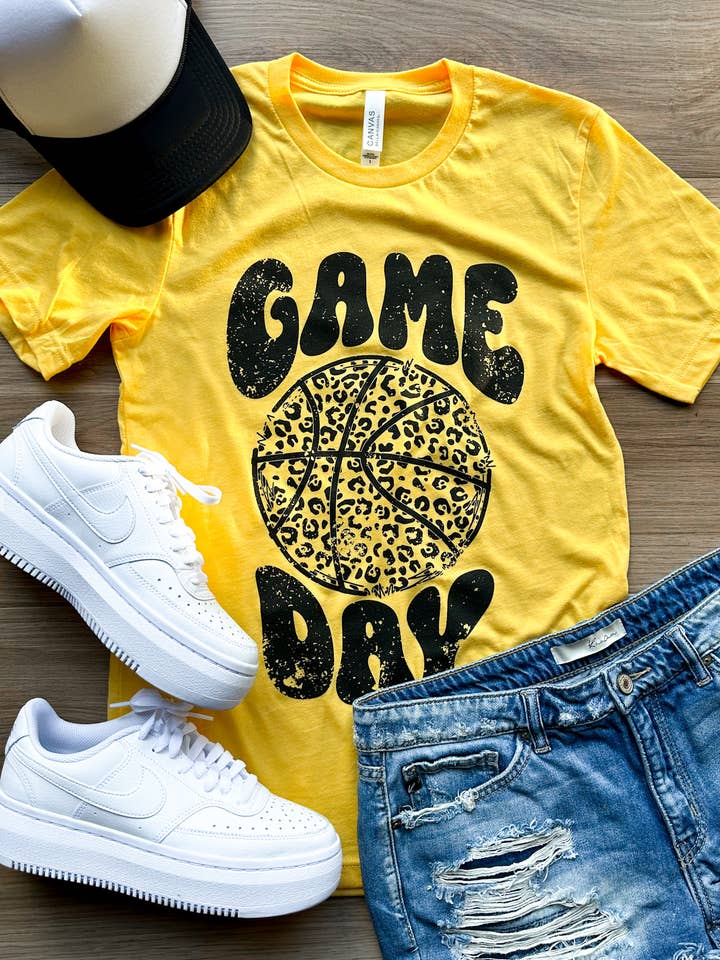 D&E Tees - Wholesale Screen Printed T-Shirt - Women's - Game Day Basketball Leopard Graphic Tee5