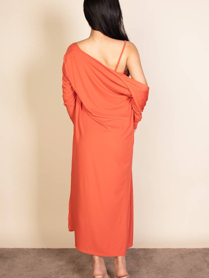 CAPELLA APPAREL - Wholesale Dress - Women's - Ribbed Cardigan & Cami Midi Bodycon Dress