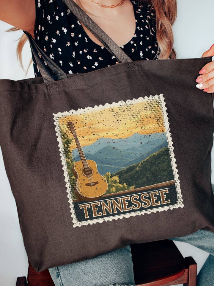 Vintage Tennessee Stamp Canvas Jumbo Tote for wholesale by Wholesale Accessory Market
