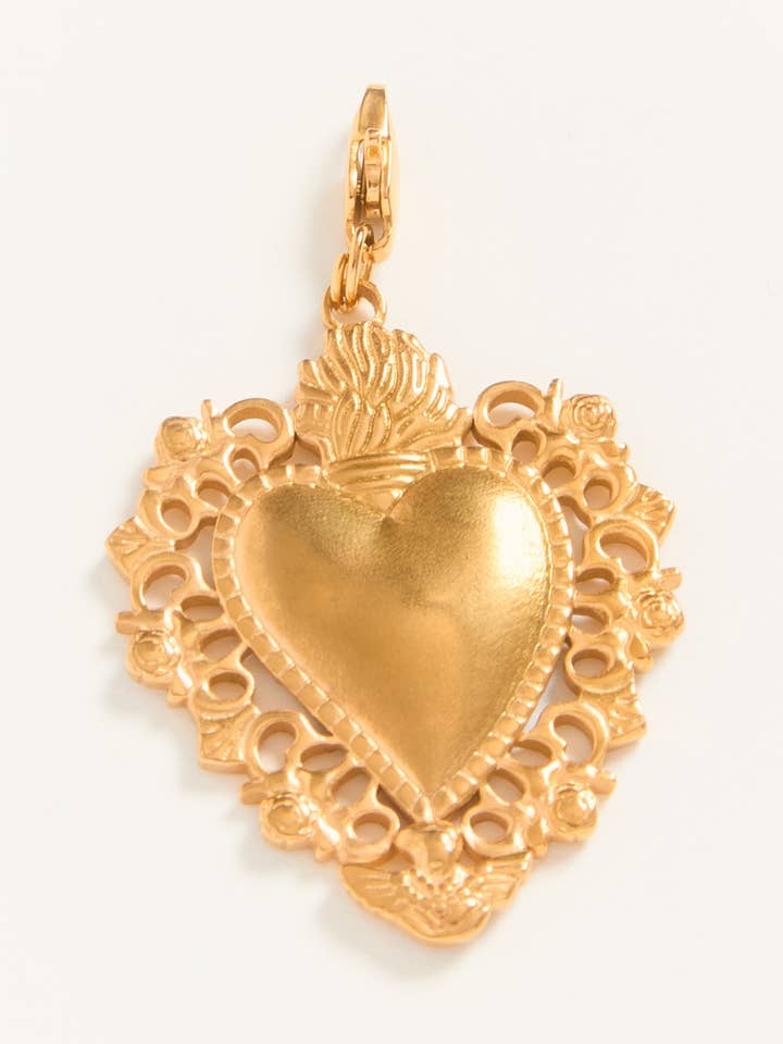 Coraçao - Breloque pendante en forme de cœur d'inspiration mexicaine pour la vente par Palas