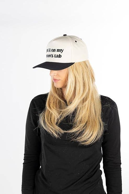 Funky Junque - Wholesale Baseball Cap - Women's - Two Tone Cap: Put It On My Mom's Tab - Black/Beige3