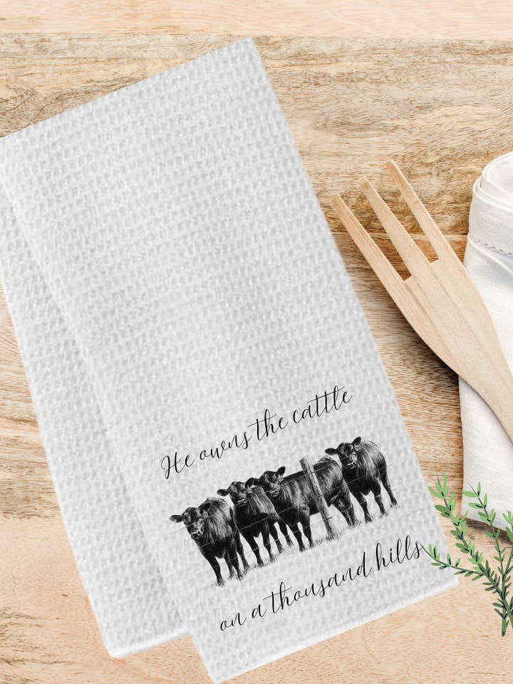 Cattle on a Thousand Hills Towel for wholesale by Altar Call Ranch Co.