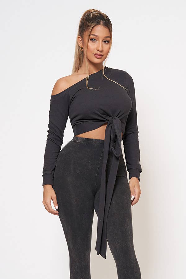 Junie – wholesale Stickad topp - Dam – FRANSKA FROTTÉ FRÄMRE SLIPS EN AXEL TOPP AT25380