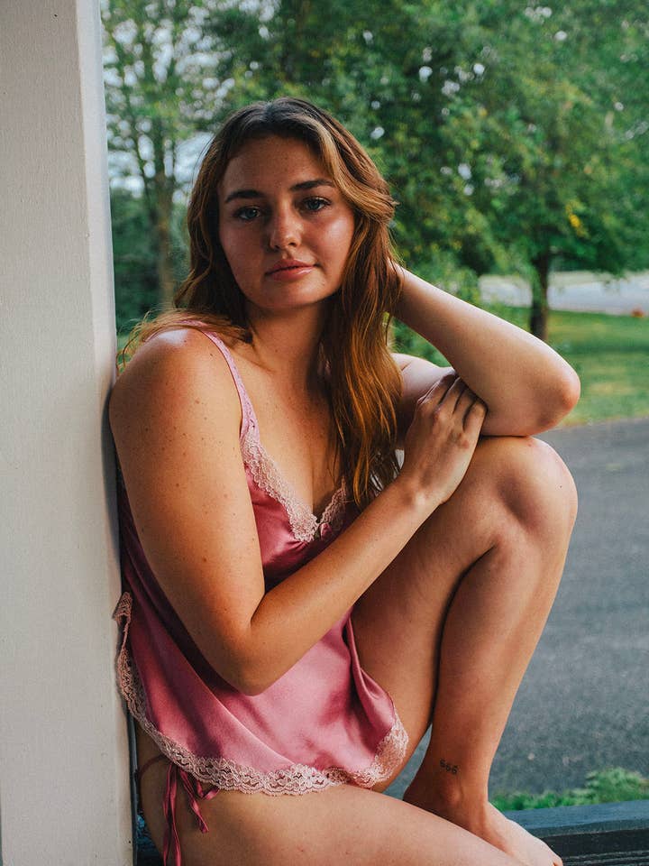 Clare Bare - Wholesale Underwear – Women's - Sonnet Tie Panty in Rose Silk Charmeuse15