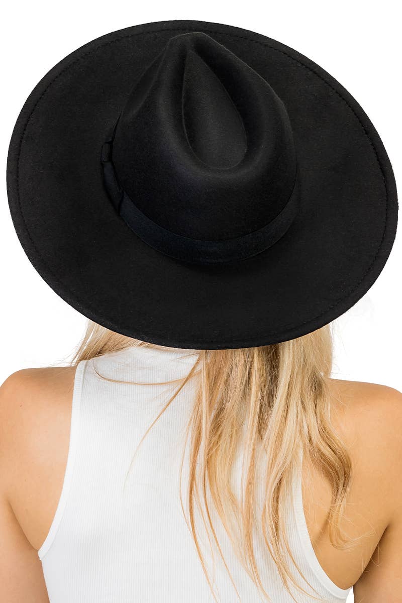 Cap Zone - Vente Chapeau en feutre – unisexe - Chapeau d'éleveur en feutre monochrome à large bord et nœud plat2