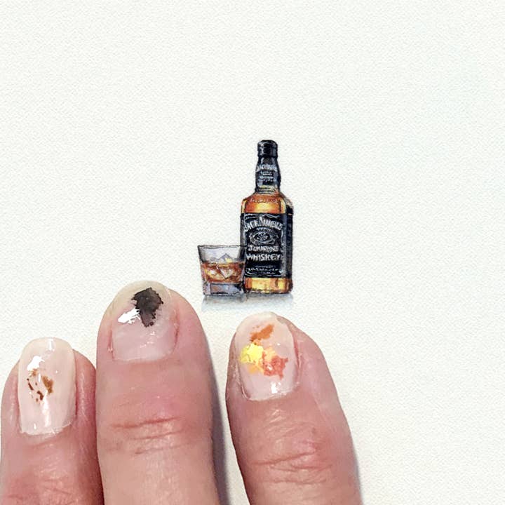 Karen Libecap Tiny Paintings - Wholesale Art Print - Jack Daniels Miniature Watercolor Painting - Print