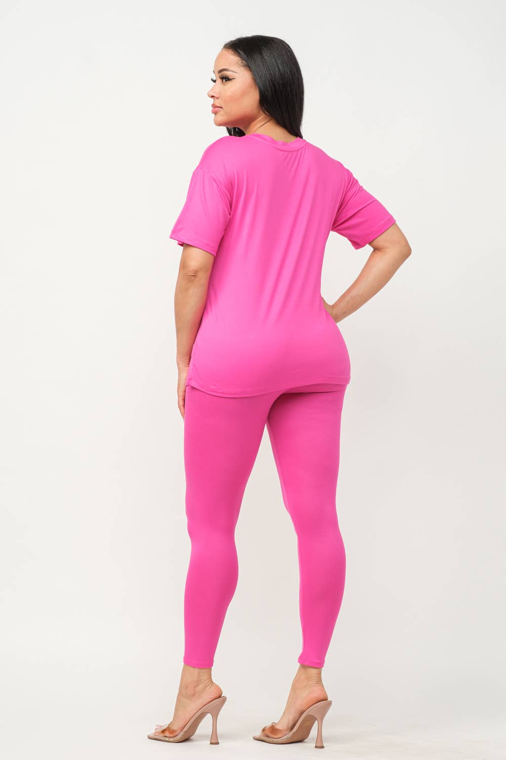 Julia by LoveJ - Wholesale Top & Pant Set (NOT Loungewear) - Women's - Plus Size Brushed Dty Round Neck Top Leggings Set3