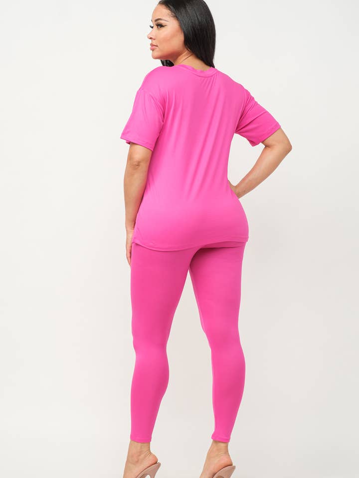 Julia by LoveJ - Wholesale Top & Pant Set (NOT Loungewear) - Women's - Plus Size Brushed Dty Round Neck Top Leggings Set3