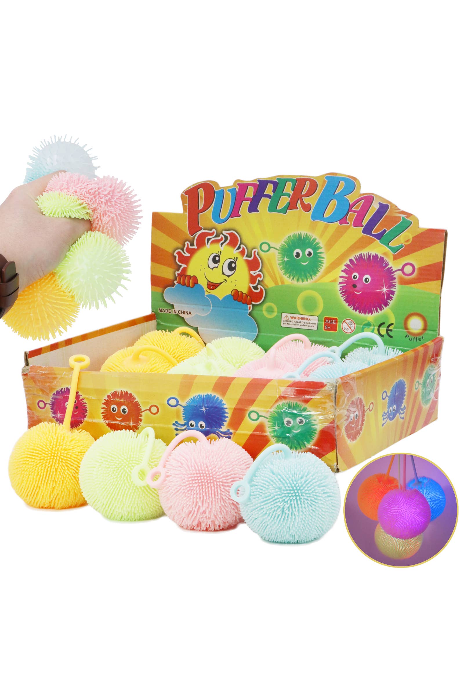 Cap Zone – wholesale Mjuk leksak - Barn och baby – Pastellfärgad taggig blåsfisk LED jojo-returboll leksak0