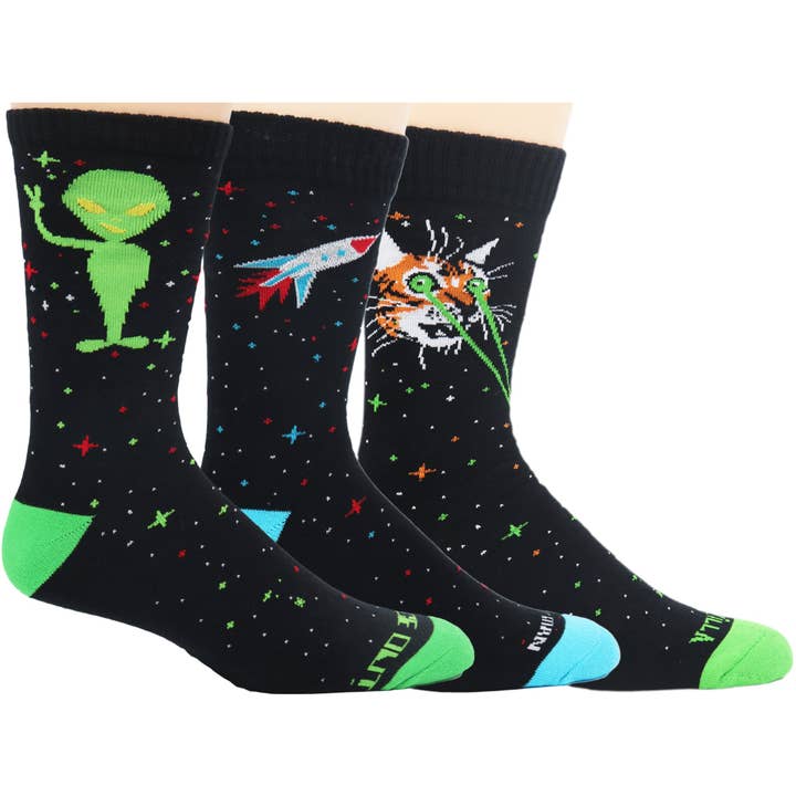 Meias Galaxy Crew Pacote com 3 por atacado de Moxy Socks