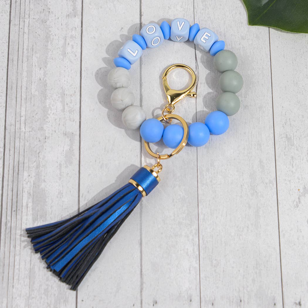 SoapElenGlen - Wholesale Keychain bracelet - LOVE Beaded Tassel Bracelet Keychain, Mother's Day Gift8