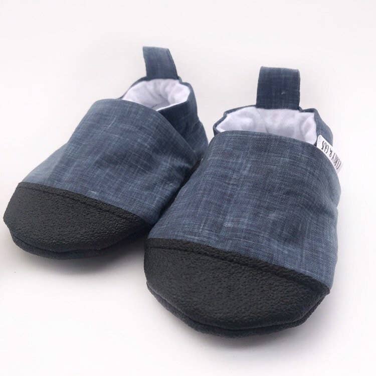 Gus Kids Co. - Wholesale Booties - Baby - Blue Linen Look Baby Shoes1