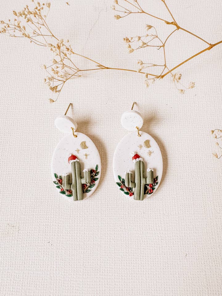 Ovali natalizi a forma di cactus per la vendita all'ingrosso da parte di DesertReignCo