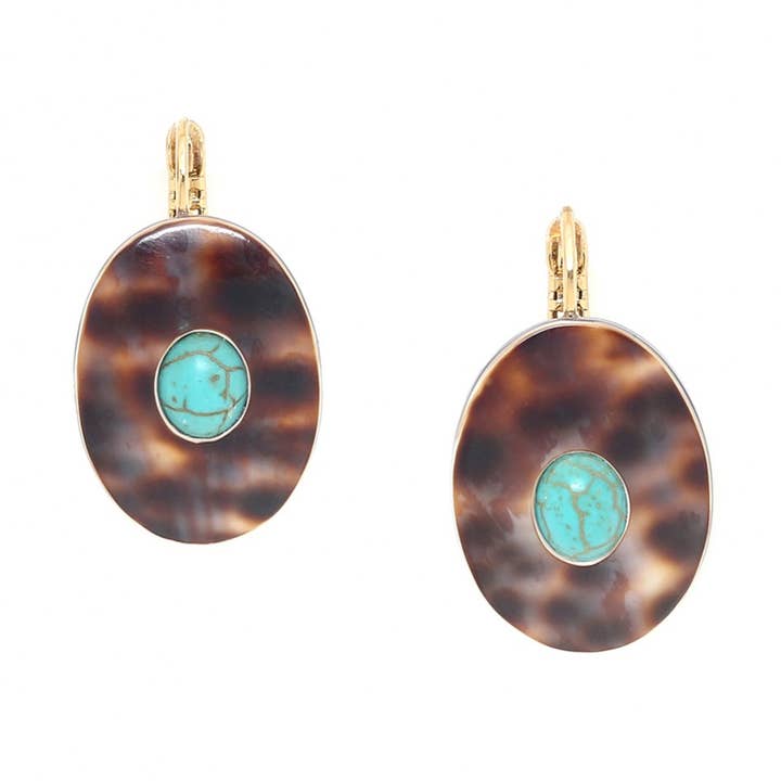 SURABAYA oval porcelain sleeper earrings for wholesale by Nature Bijoux