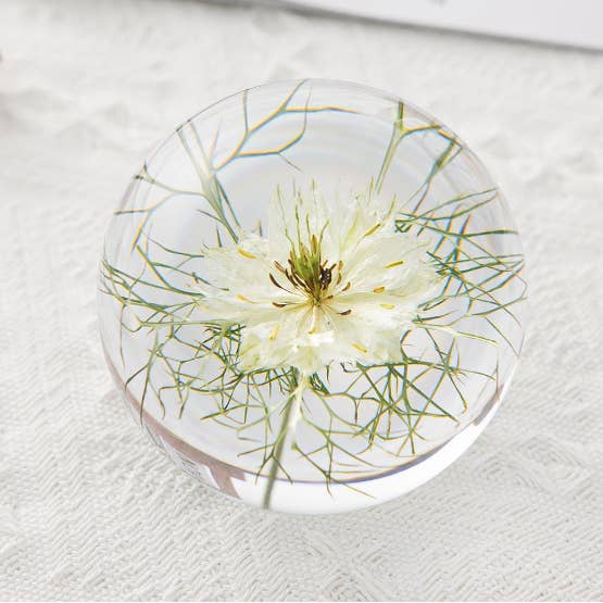 Crystolver (We Cover All Import Fees) - Wholesale Decorative tabletop object - Natural Flowers Crystal Glass Resin Lens Ball 80mm5