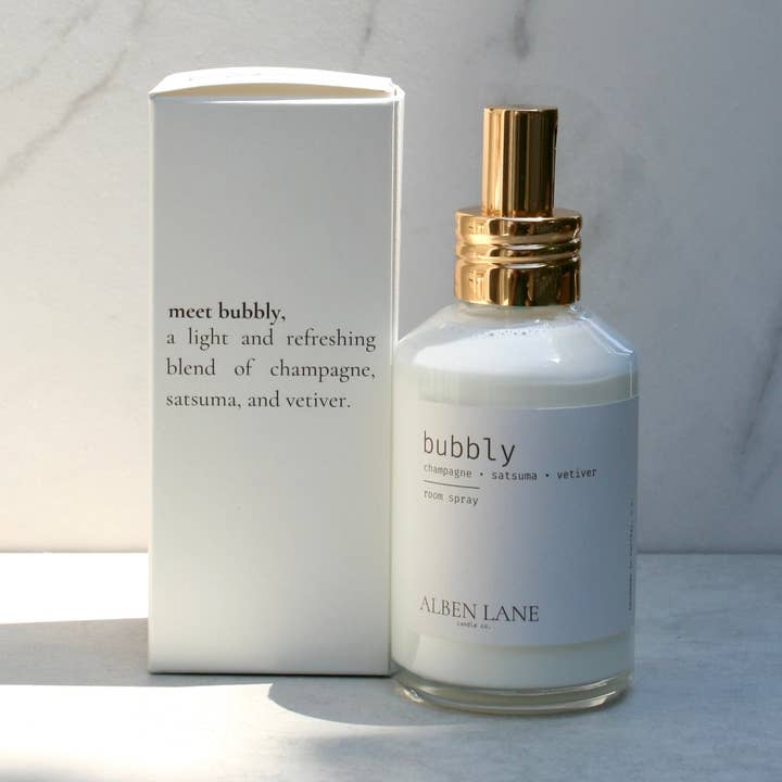bubbly room spray for wholesale by Alben Lane Candle Co.