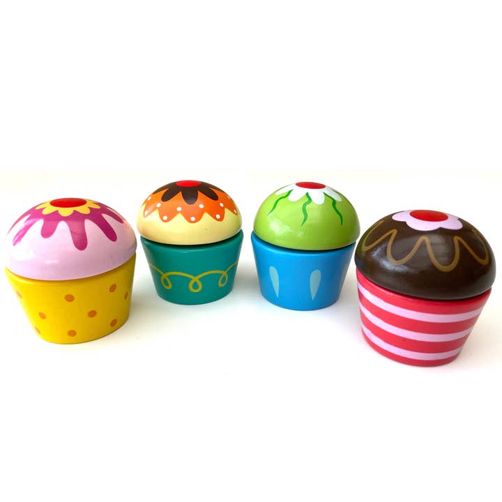 BeeSmartToys - Wholesale Toy Set - Kids - VIGA TOYS - WOODEN CUPCAKES PLAY FOOD SET