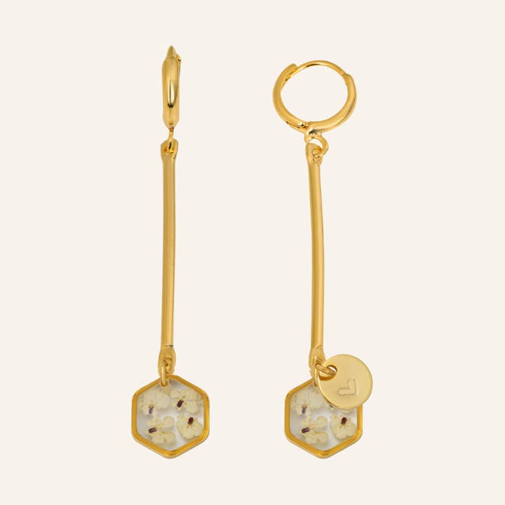 Bloemenlijn Zeshoek Wit Küpe voor wholesale door fioreldesign