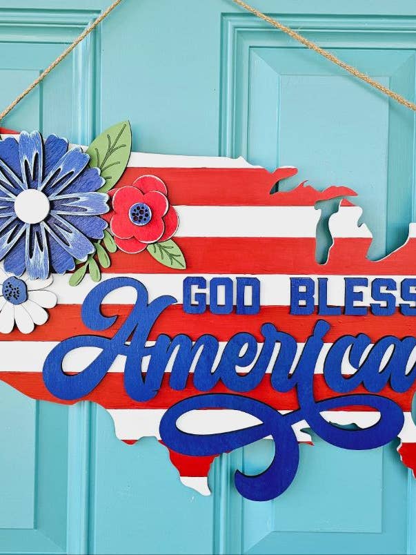 DIY God Bless America United States Door Hanger for wholesale by Teal Moon Creations