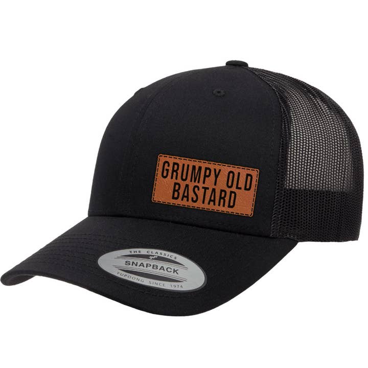 Vieux Connard Grincheux | Casquette à Écusson en Cuir pour la vente par Pinetree Innovations