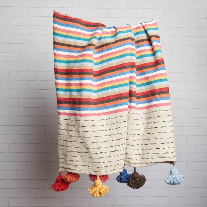 Verve Culture - Wholesale Throw Blanket - Moroccan Tassel Blanket - Multicolor1