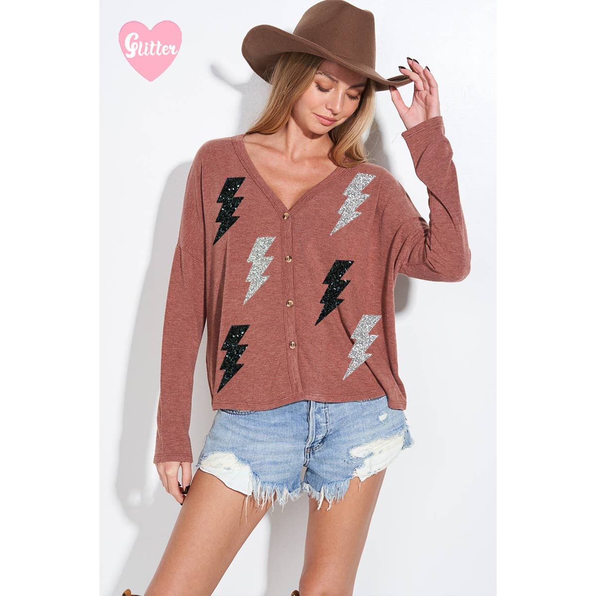 Phil Love - Venta al por mayor Cárdigan - Mujer - Cárdigan de punto con purpurina Lightning Sparkling3