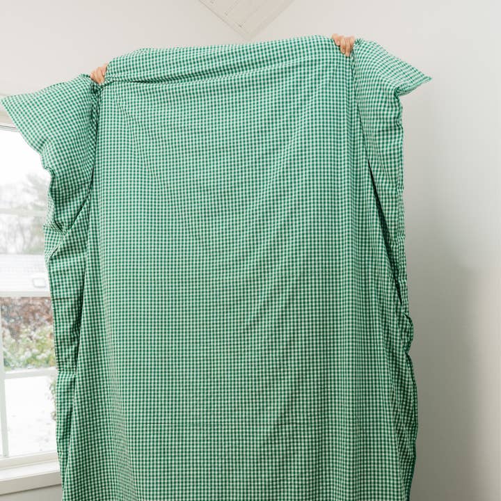 OMOM Conjunto de capa de edredão em algodão biológico - Xadrez por atacado de OMOM