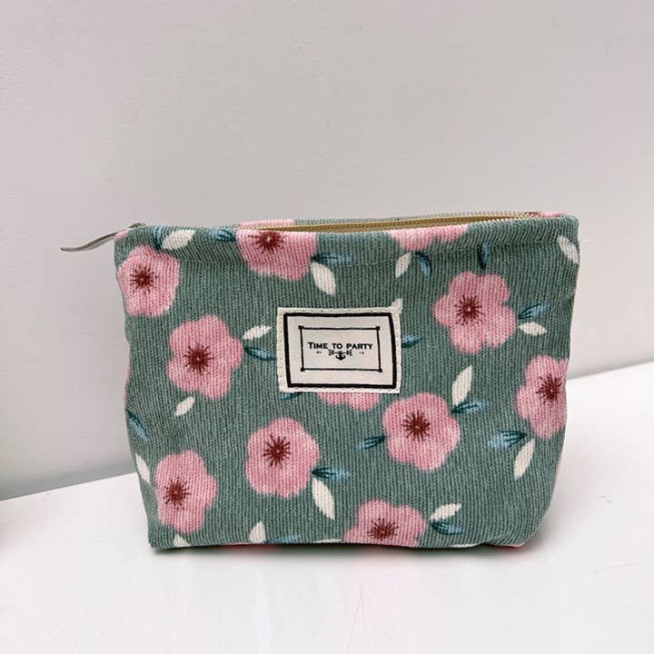 Funkyrel® Atzbranding Limited – wholesale Make-up/cosmetic bag – Cosbai - Small Floral Corduroy Cosmetic Bag2