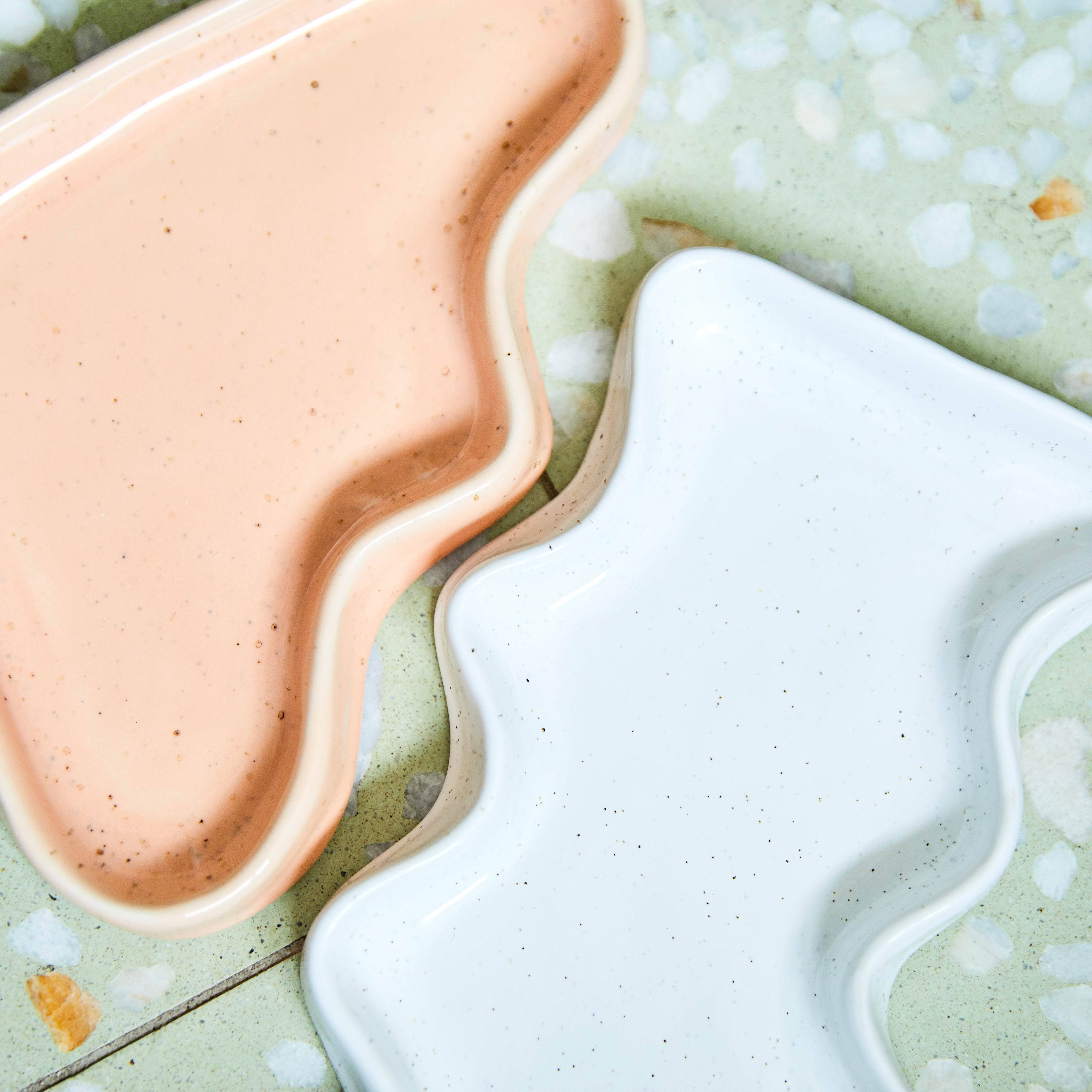 5mm Paper - Vendita all'ingrosso Vassoi decorativi - Vassoio Wave in ceramica - Triangle Peach4