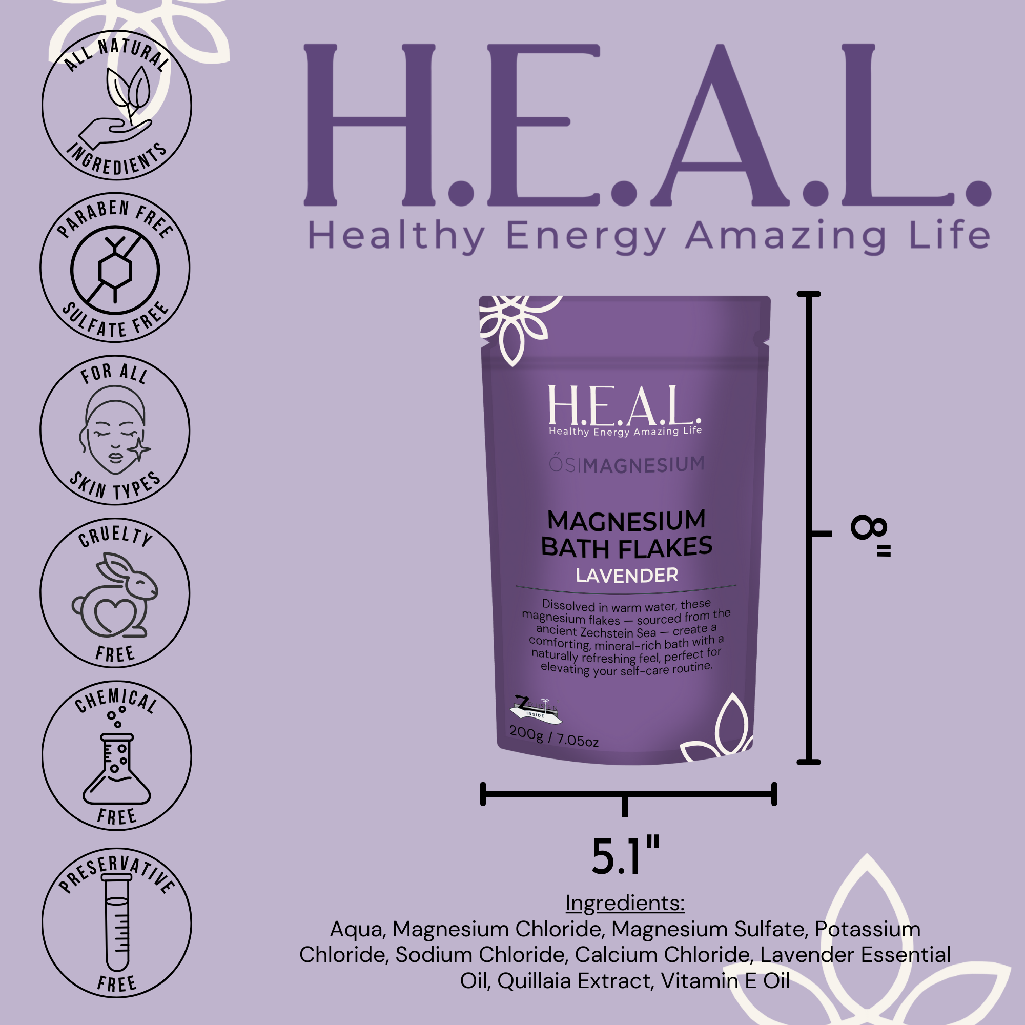 Healthy Energy Amazing Life - Wholesale Bath Salts - ŐSIMAGNESIUM Bath Flakes with Lavender Essential Oil2