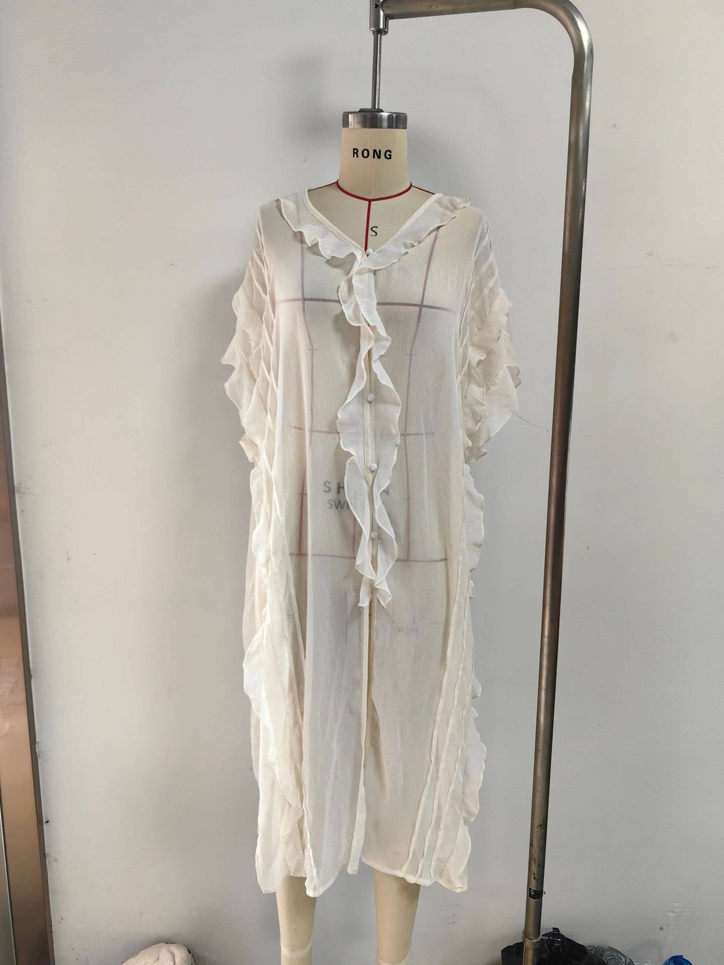 Rosa Clothing - Wholesale Jacket - Women's - Boho lightweight sheer ruffle maxi top duster kimono jacket22