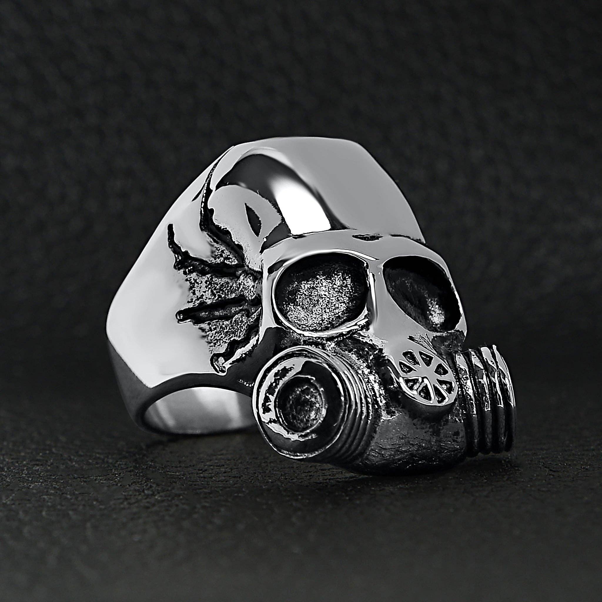 WJW - Wholesale Cocktail/Statement Ring - Stainless Steel Gas Mask Skull Ring5