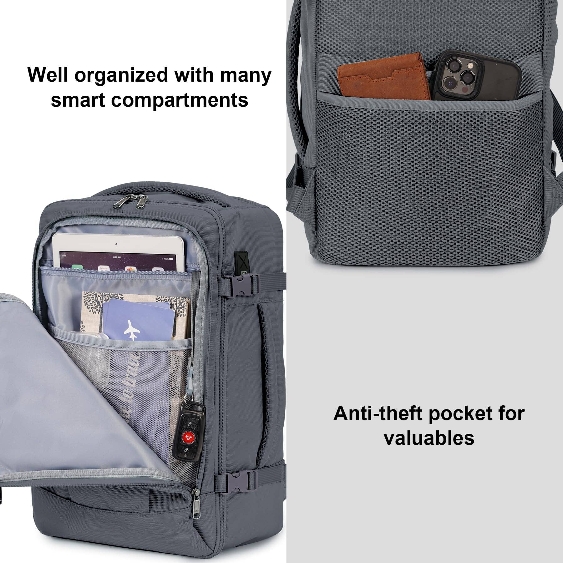 wandf - Wholesale Backpack - Unisex - 20L Underseat 13 Pockets Carry on Travel Bag with USB Port30