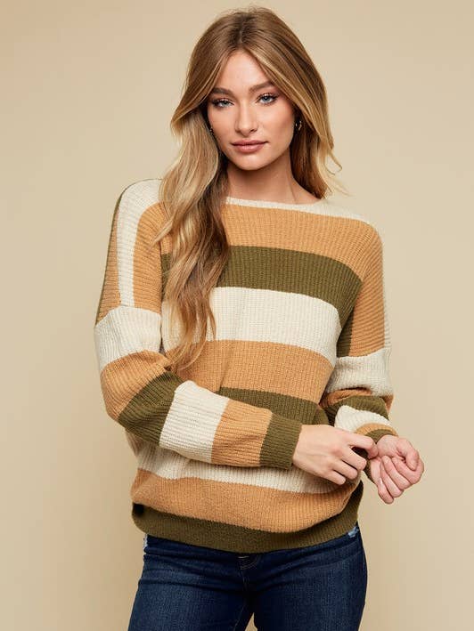 Twisted Back Detail Knit Sweater - 1629c for wholesale by Doe and Rae