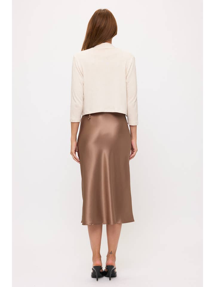 Oatmeal Made in USA Brushed Knit Cashmere Bolero for wholesale on Faire3