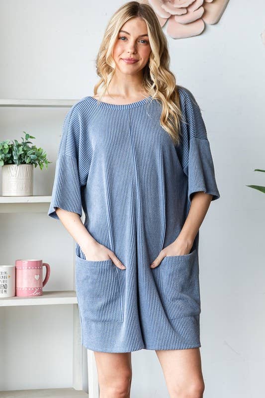 HEIMISH - Wholesale Romper - Women's - EP6832-10 SHORT SLEEVE SOLID URBAN RIBBED ROMPER2