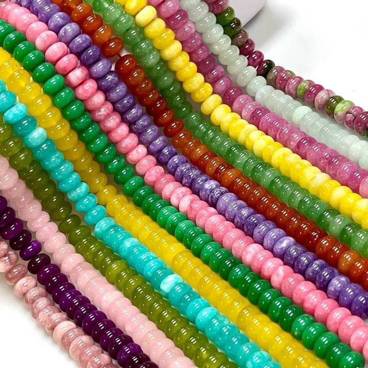 TRIVENI USA INC - Wholesale Beads - 10mm Quartz Gemstone Smooth Rondelle shape Beads 16"