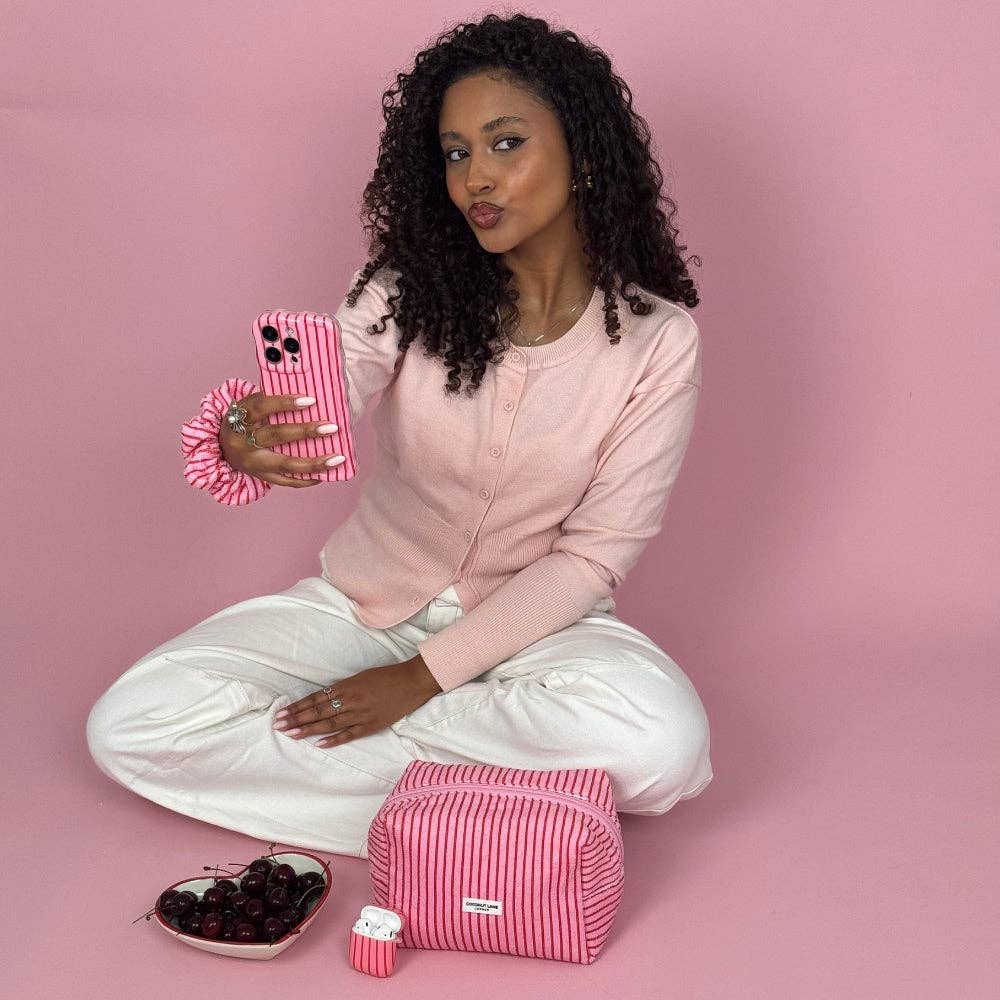 Coconut Lane – wholesale Make-up/cosmetic bag – Towel Makeup Bag - Cherry Stripe8