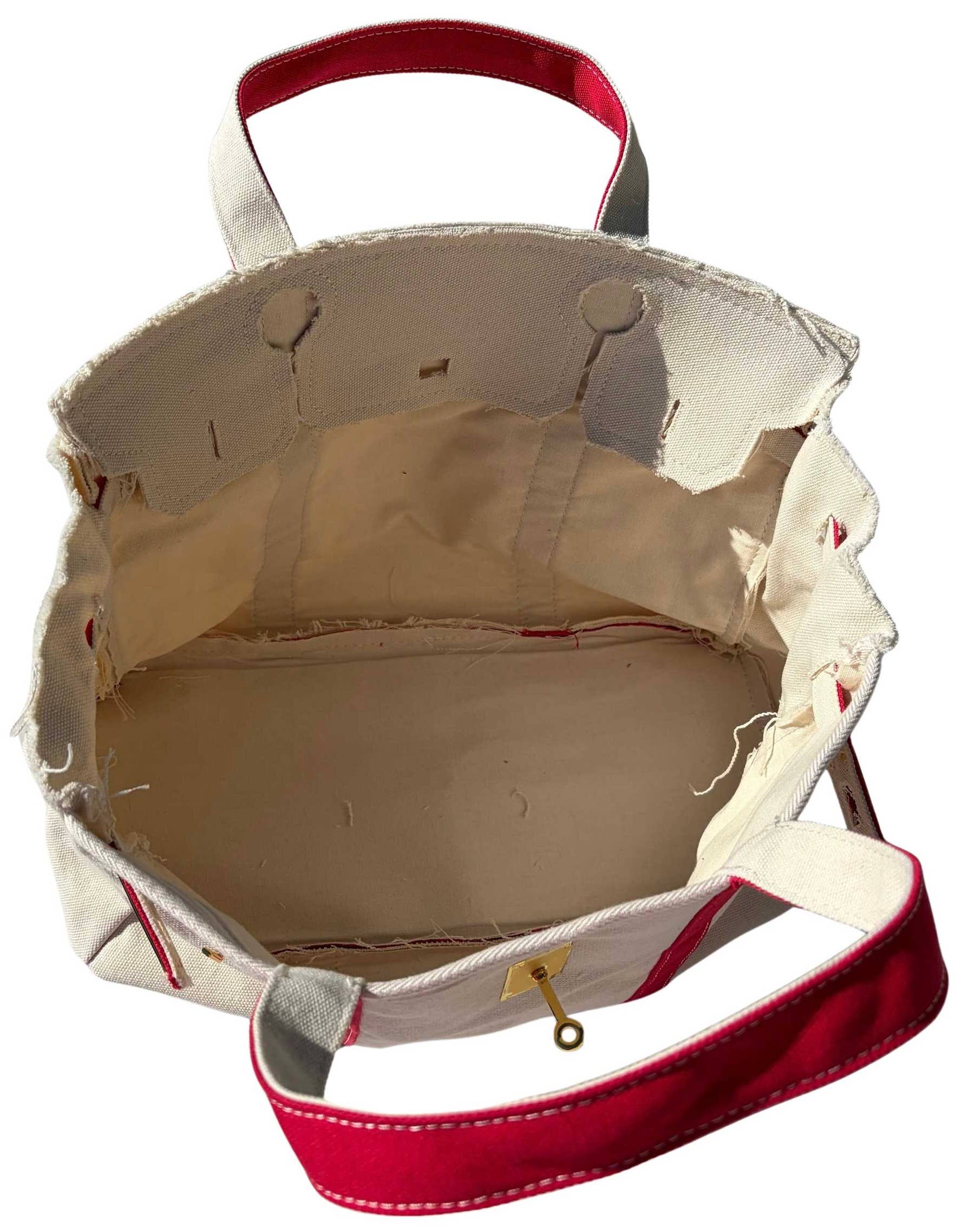 Coral Strands Fine Jewelry - Wholesale Tote Bag - Women's - Boatkin Canvas Boat Tote Bag – RED, With Lock & Zip Pouch4