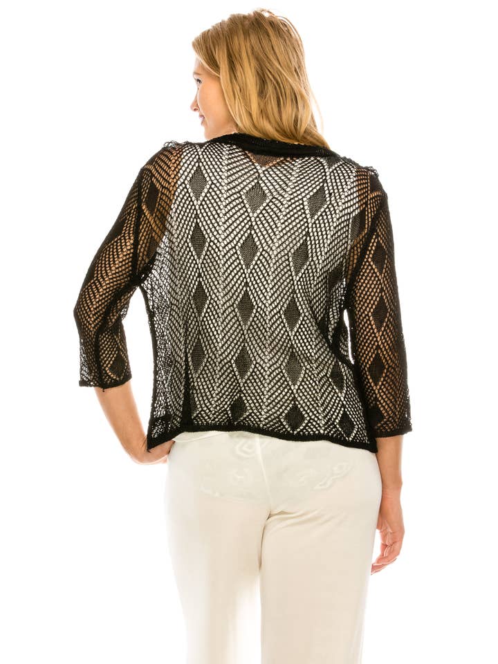 Jostar - Wholesale Cardigan - Women's - Crochet Tie Shrug with Beaded Embellishment6