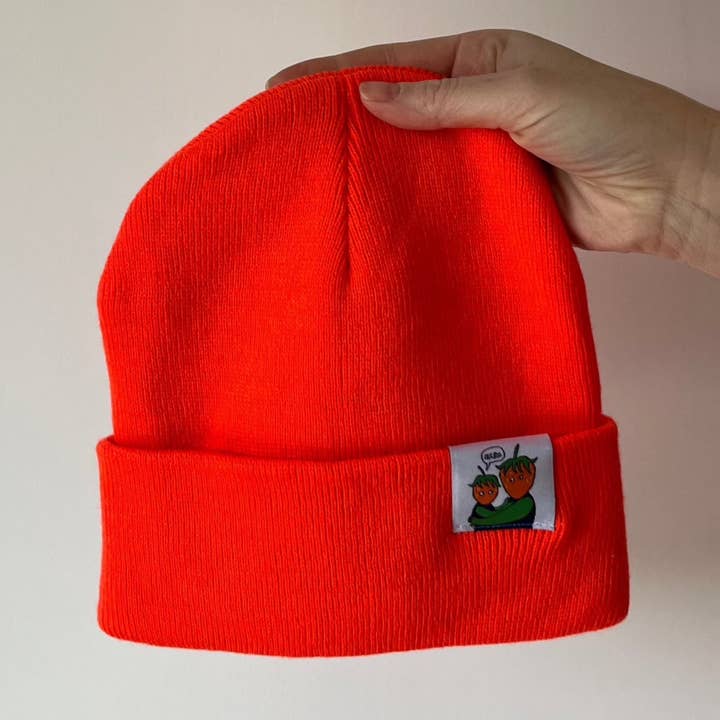 Strawberry Mama Tag Beanie for wholesale by Ramona Muse Lambert