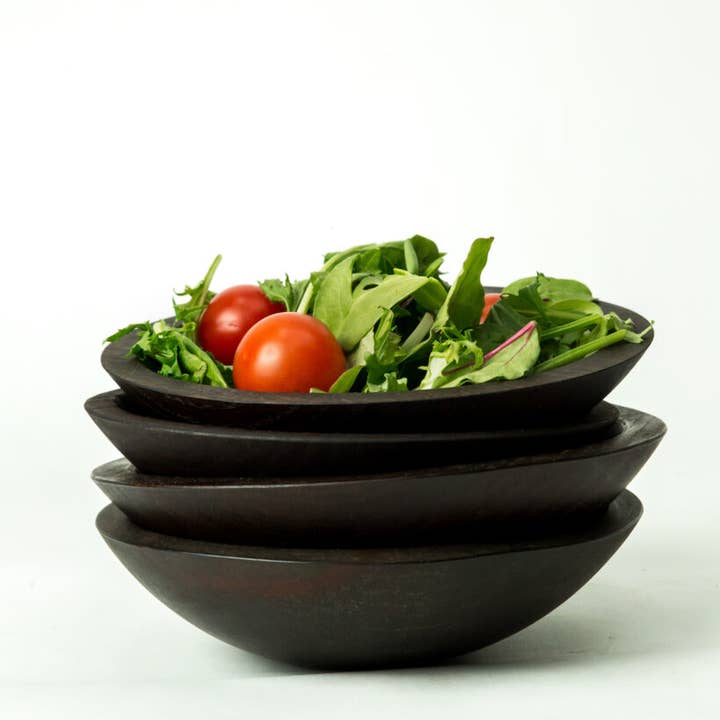 18" EBONIZED OAK ROUND BOWL for wholesale by Petermans Boards and Bowls Inc.